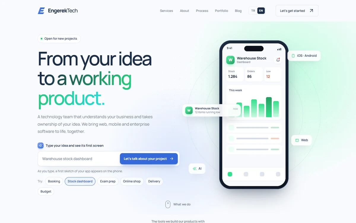 engerektech.com home page in English